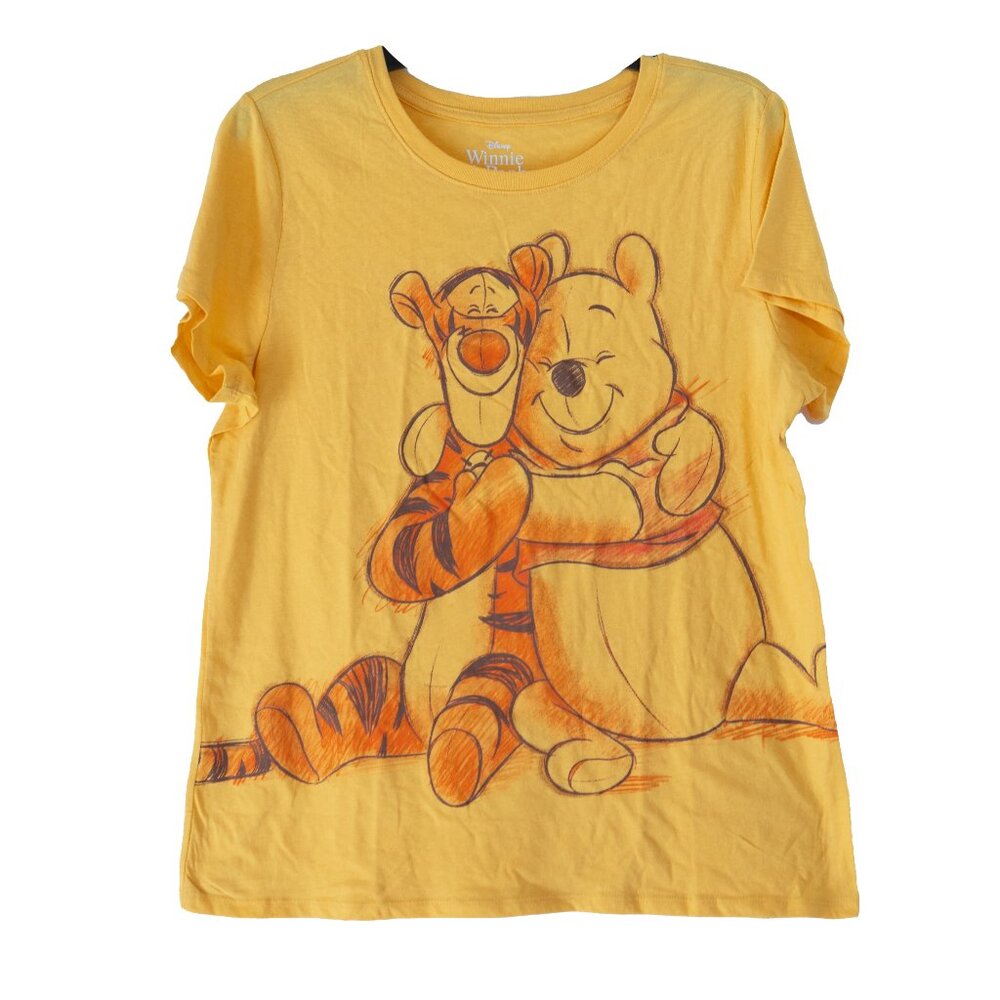 Disney Winnie The Pooh Top Yellow Sketch Tigger Hug Hand Drawn Large Print